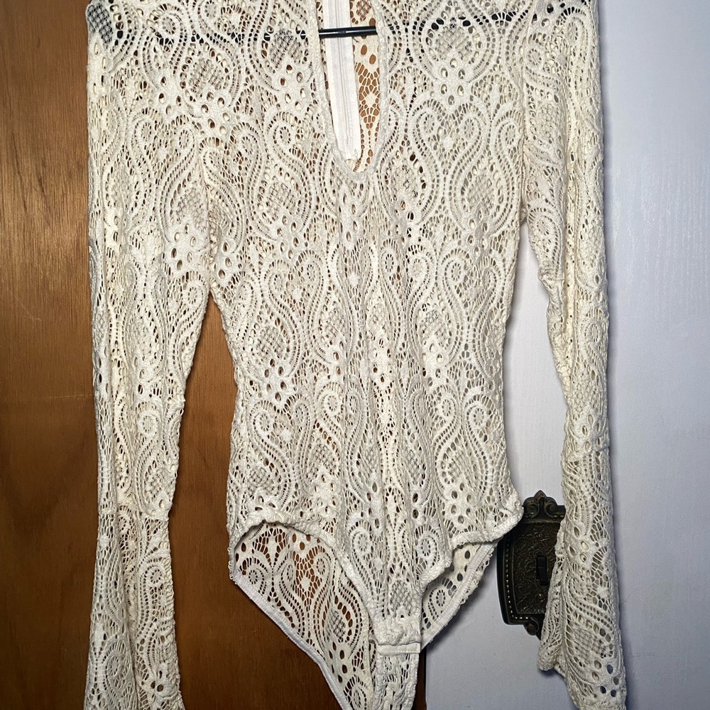 Elegant Cream Lace Bodysuit
